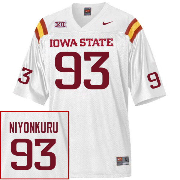 Men #93 Obald Niyonkuru Iowa State Cyclones College Football Jerseys Stitched Sale-White